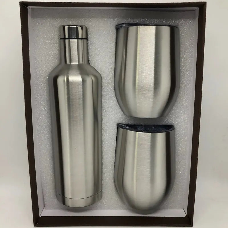 Wine Bottle Gift Box Set 304 Stainless Steel 12oz Eggshell Champagne Insulation Mug