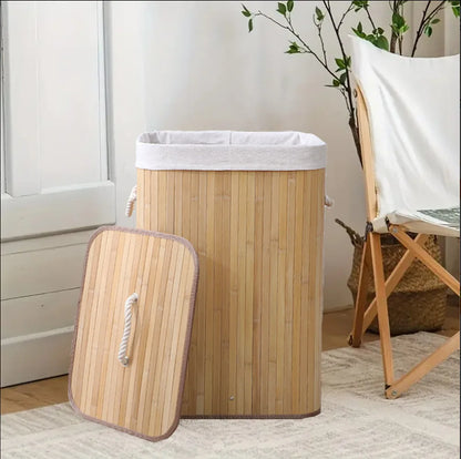 Wholesale Dust-proof Laundry Baskets Dirty Clothes Hampers Bamboo Woven Storage Baskets Bamboo Folding Dirty Clothes Storage