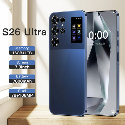 2025 New S26 Ultra Android 14 5G Smartphone 16+1TB 4G 5G 7.3inch HD Screen 72+108MP Dual Card Cell Mobile Phone