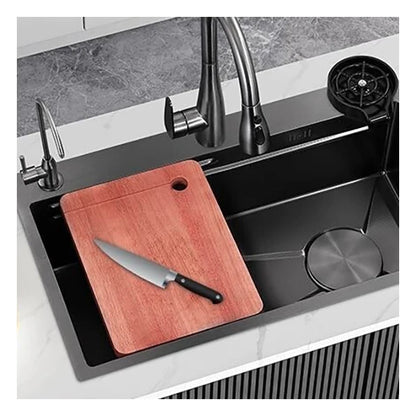 Handmade Modern Design  Single Bowl Kitchen Sink Rectangular Stainless Steel Nano Black Sink for Kitchen Use