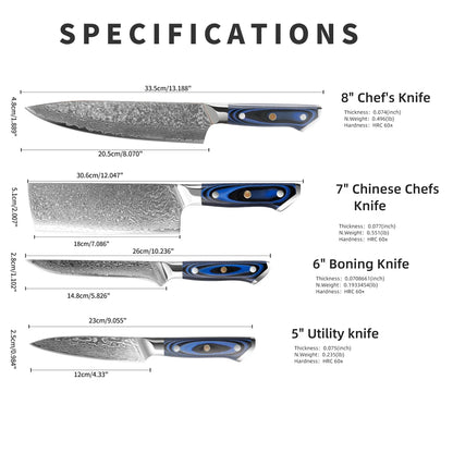 Yangjiang G10 Damascus Kitchen Knife Set Luxurious Wood Handle Vegetables Slicer Slicing Meat Nakiri Fruit Knives