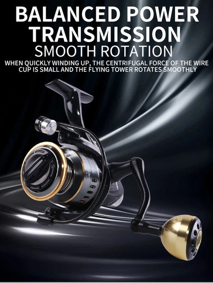 Full Metal Long Casting Spinning Reel HE1000-7000 Series | EVA Grip & Metal Grip | Freshwater & Saltwater Fishing