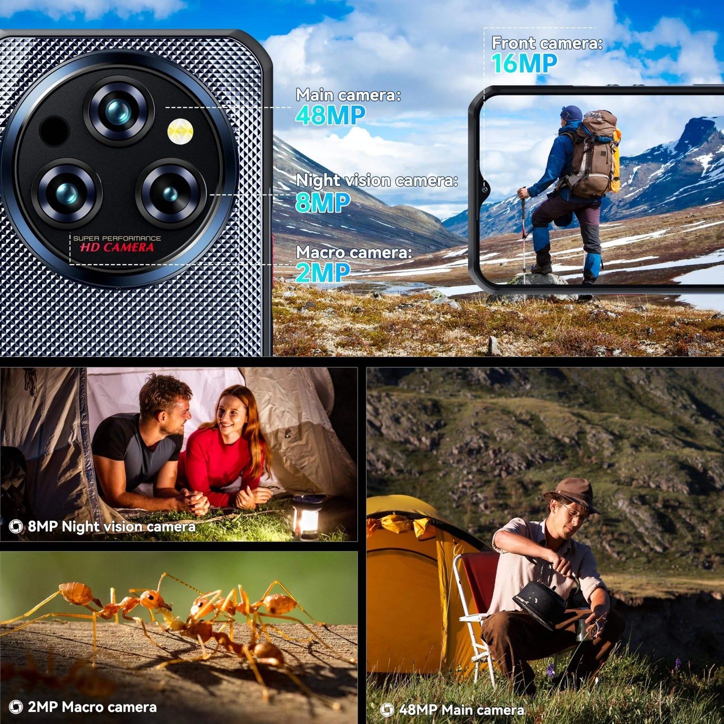 Hot Sale Oukitel Wp35S 4g Smartphone 11000mah 6.56 inch IPS Display Helio G85 6gb+256gb Support NFC 60Hz Octa Core Rugged Phone