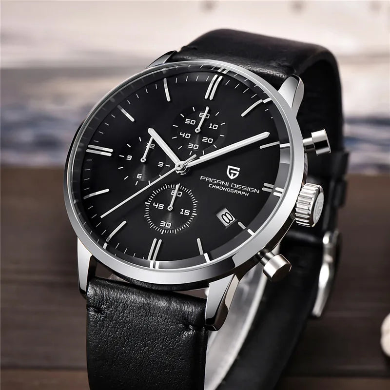 PAGANI DESIGN 2025 New Luxury Fashion Sapphire Japan VK67 Mens Watches Quartz Pointer Chronograph Waterproof Wrist Accessories