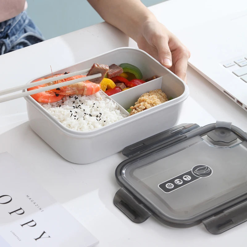 School Office Reusable Microwaveable Meal Prep Food Storage Container BPA-free PP 3 Compartment Plastic Bento Lunch Box for Kids