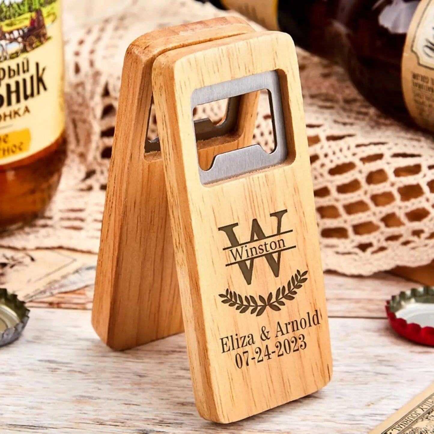 US Free Shipping Pack of 50 Wood Laser Engraving Blanks Bulk Rustic Wooden Beer Bottle Opener