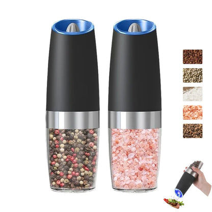 Low MOQ Battery Operated Pepper Mill Gravity Controlled Pepper Grinder with Transparent Chamber