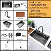 Popular 304 Stainless Steel Sink Kitchen 6846 Multifunction Large Rectangular Waterfall Sinks with Faucet