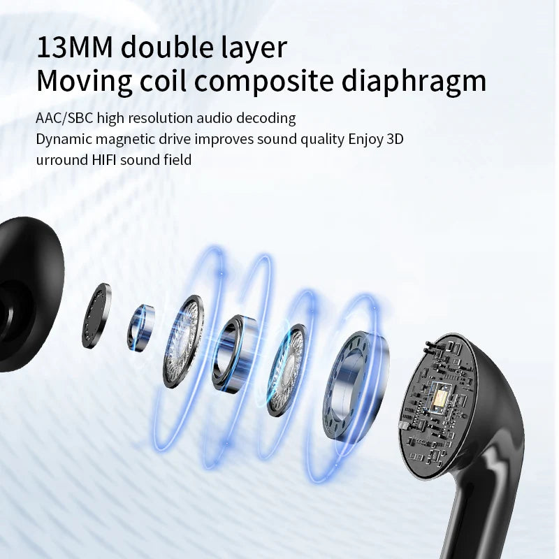 Hot-selling Noise-Canceling Wireless In-Ear Headphones with Digital Display Waterproof Sweatproof Long Battery Life BT Earphones