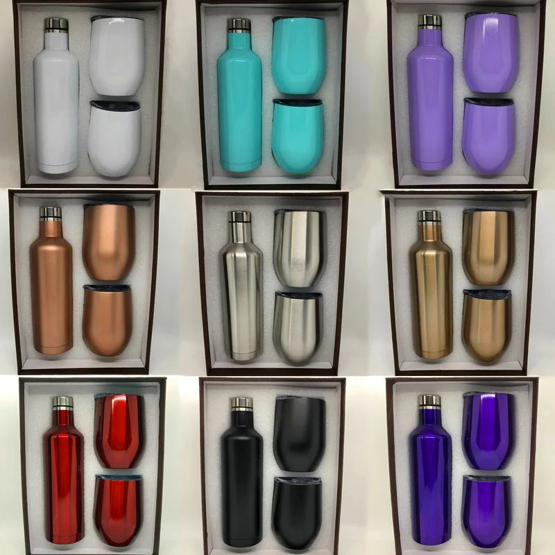 Wine Bottle Gift Box Set 304 Stainless Steel 12oz Eggshell Champagne Insulation Mug