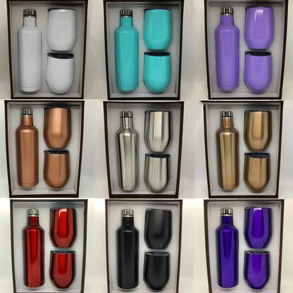 Wine Bottle Gift Box Set 304 Stainless Steel 12oz Eggshell Champagne Insulation Mug