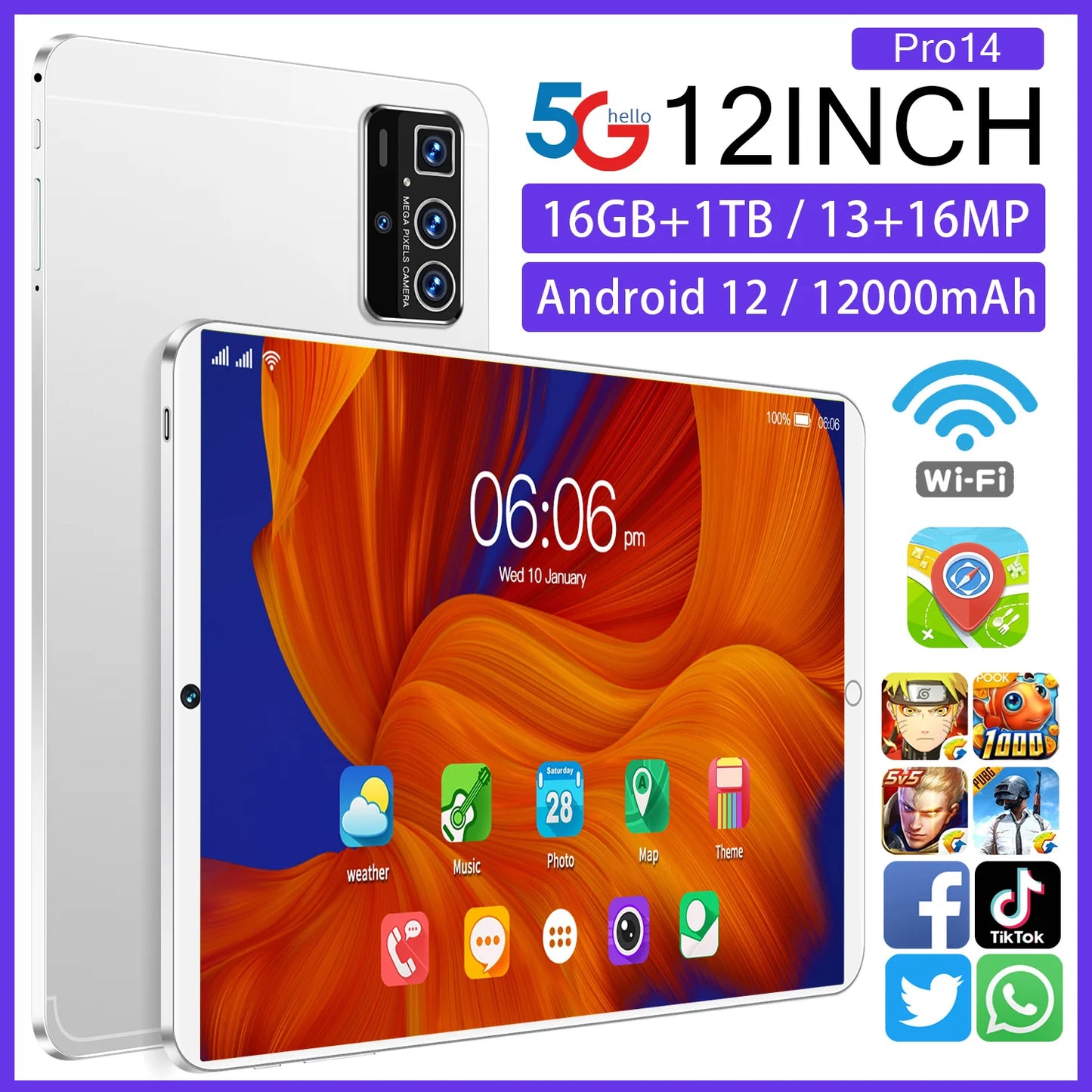 2025 Global 14 Pro Table PC Customized 16GB+1TB Android Tablet 12 inch Dual SIM Call Educational Android Table Pc
