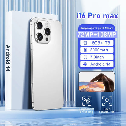 16 Pro Max 5G Smartphones Phone 16 Pro Max 16GB+1TB Smartphone 5G Smartphone 7.3inch Screen