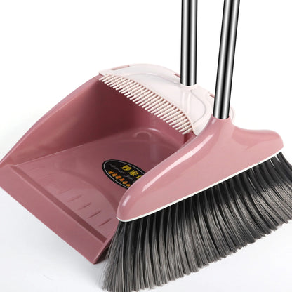 Stand up Broom and Dustpan for Home Use Foldable Long Handle 180 Degree Rotatable Broom Dustpan Combo Set
