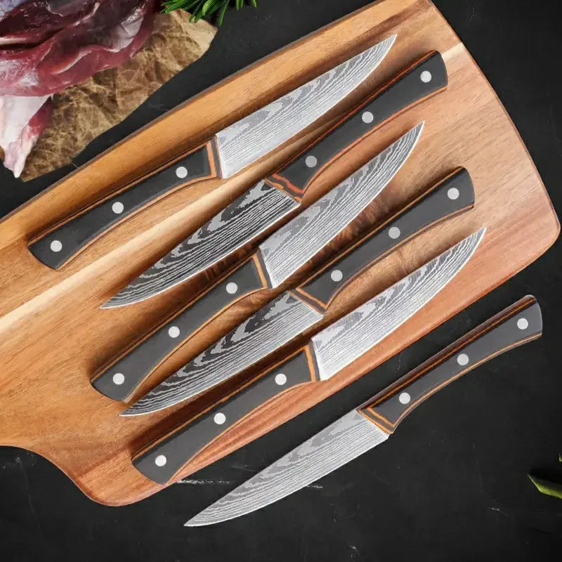 Manufactory Company's Custom 4-Piece Fruit Carving Knife Set Non-Stick Metal Pattern Blade Kitchen SS3CR13 Slicer Knives