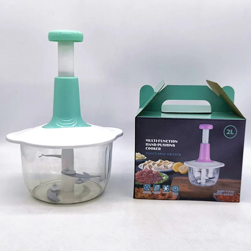 Picador de legumes manual com taça grande de 1,5L, picador de carne, picador de frutas e ervas, picador de alho e cebola.