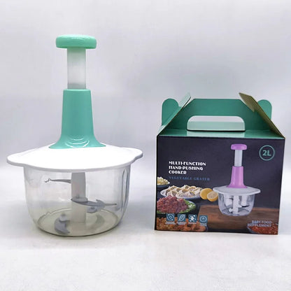 Picador de legumes manual com taça grande de 1,5L, picador de carne, picador de frutas e ervas, picador de alho e cebola.