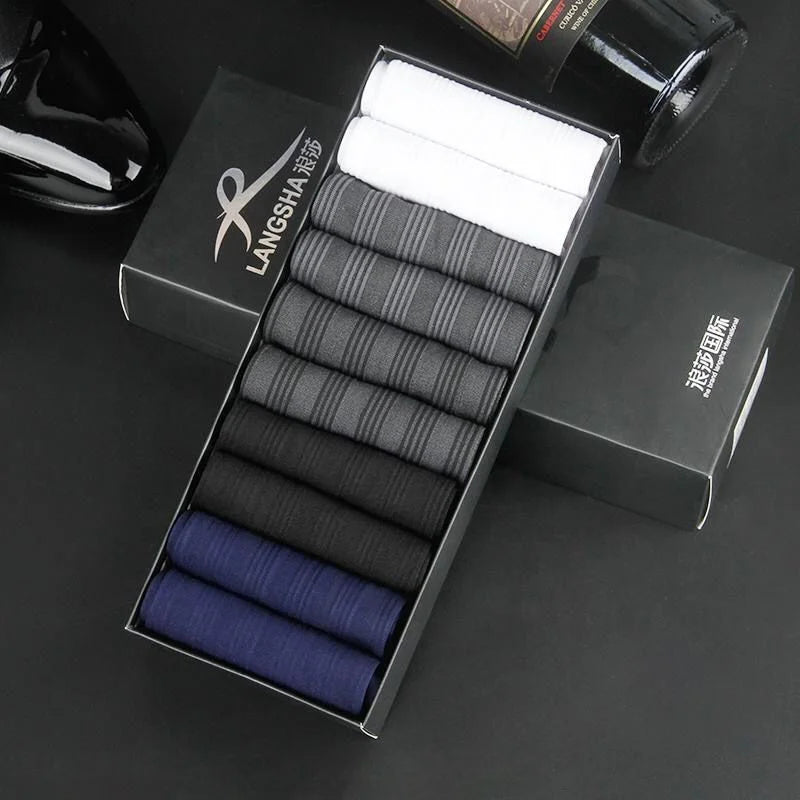 Wholesale 10 Pairs Gift Box Set Summer Thin Socks Ice Silk Sheer Business Dress Socks for Men
