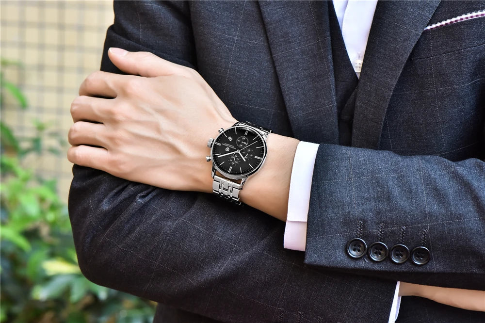 PAGANI DESIGN New Men Watches Multi time zone Quartz Business watch Auto Date Men Watches Japan Movt Watch Men Chronograph Gift