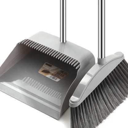 Stand up Broom and Dustpan for Home Use Foldable Long Handle 180 Degree Rotatable Broom Dustpan Combo Set
