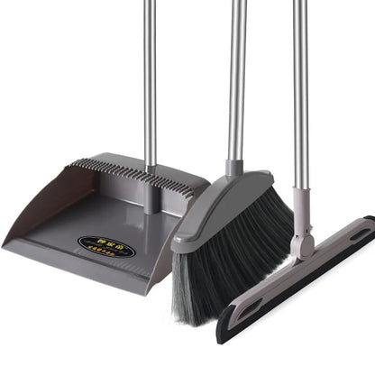 Stand up Broom and Dustpan for Home Use Foldable Long Handle 180 Degree Rotatable Broom Dustpan Combo Set