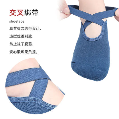 Yoga Socks for Women Non-Slip Grips & Straps Clasped Pilates Socks for Ballet Pilates Barre Dance