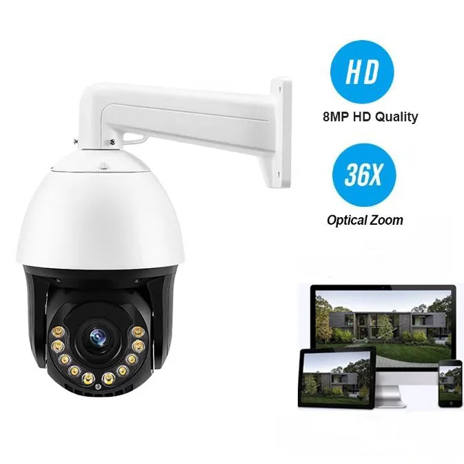 36X Optical Zoom 5MP 6 Inch High Speed ​​Dome Wired IP CCTV Security Outdoor PTZ Surveillance Camera 4K