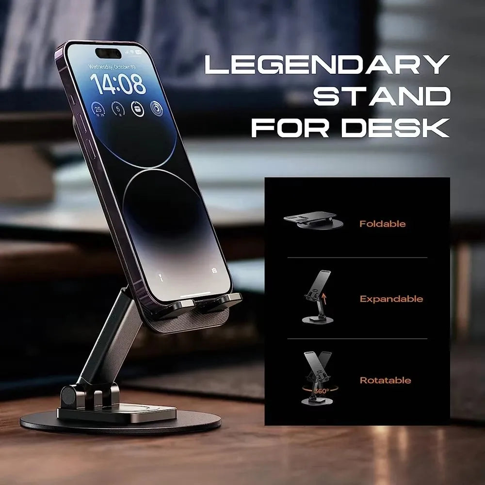Universal Mobile Phone Stand on Desk 360° Rotatable Adjustable Portable Holder for Phone Tablet Video Recording Live Broadcast