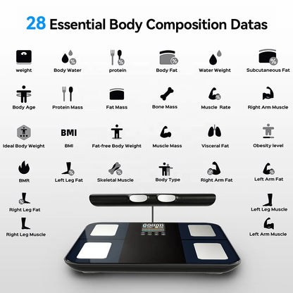 8 Electrode Smart Body Fat Scale Body Bmi Analysis High Accurate Digital Fat Weight Scale With App