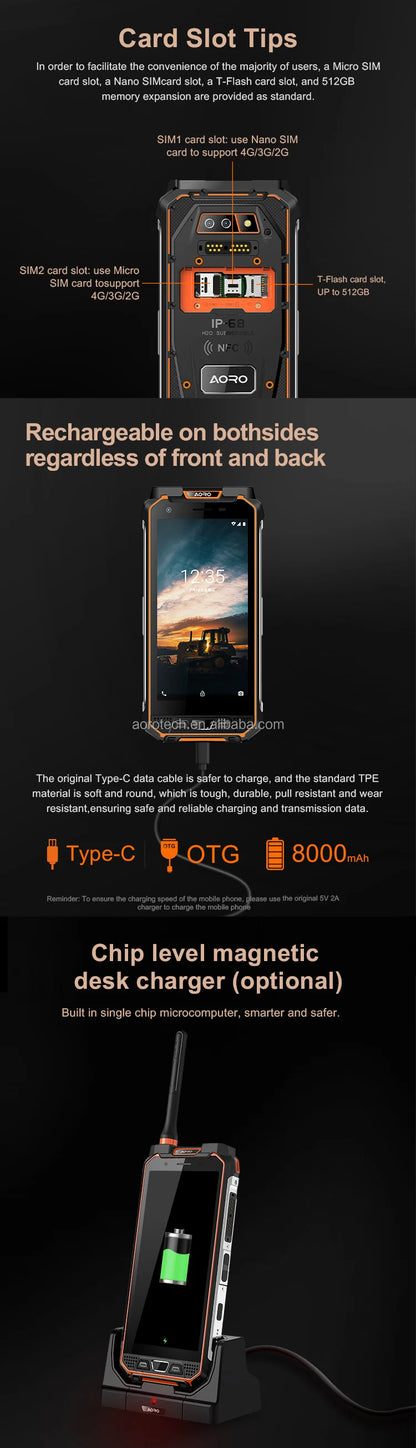 Explosion Proof Intrinsically Safe Zone 2 ATEX IP68 Waterproof Smartphone with NFC QWERTY Keyboard LTE/GSM/CDMA Compatibility