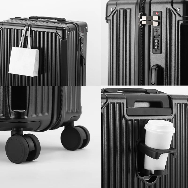 3PCS Business Suitcases Luggage Set PC Suitcase Travel Trolley Case Spinner Wheels Rolling Baggage Luggage with Cup Holder