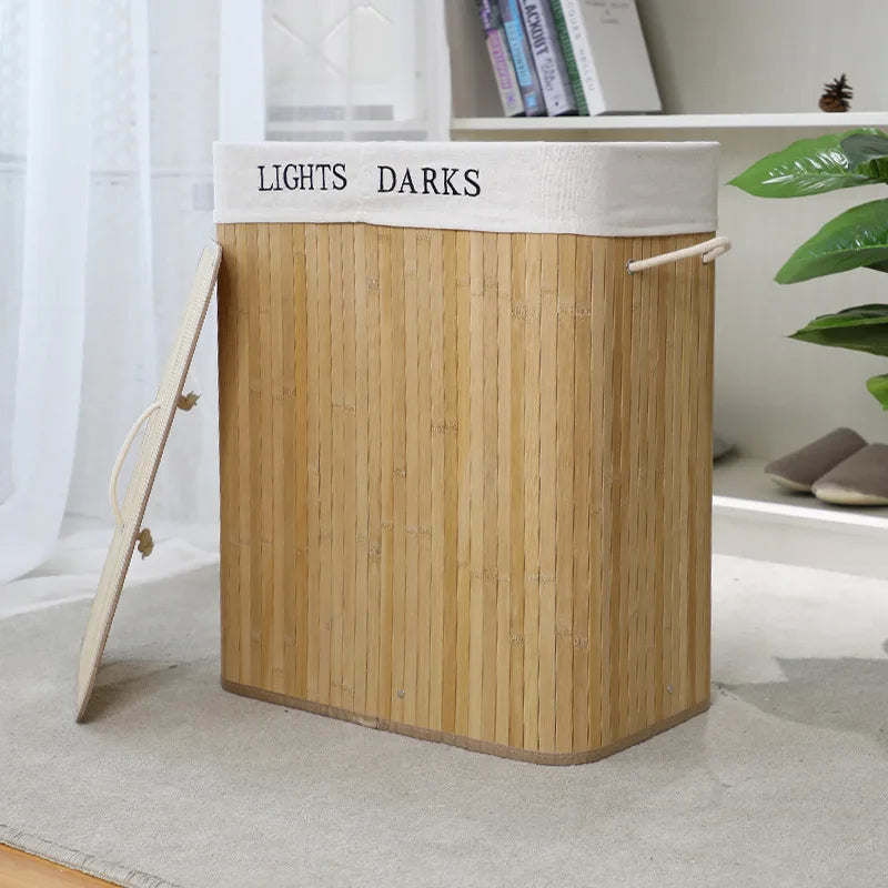Wholesale Dust-proof Laundry Baskets Dirty Clothes Hampers Bamboo Woven Storage Baskets Bamboo Folding Dirty Clothes Storage