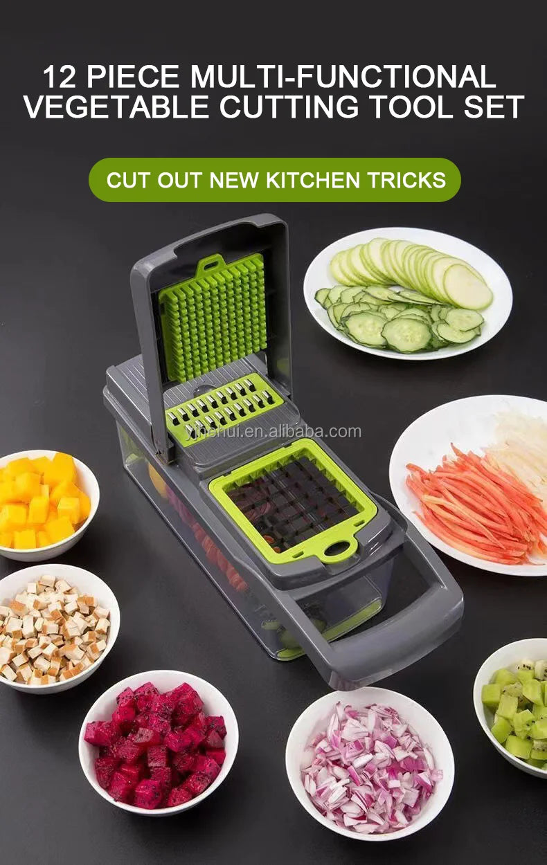 Factory Wholesale Kitchen Accessories 14 in 1 Food Cutter Veggie Onion Chopper Mandoline Slicer Multifunctional Vegetable Cutter