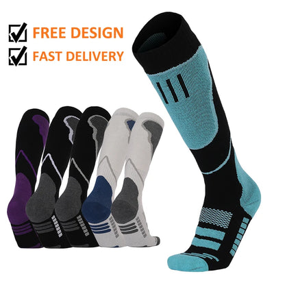 Comfortable Breathable Sport Sock Thick Terry Cushion Skiing Socks Long Warm Performance Snowboard Ski Socks
