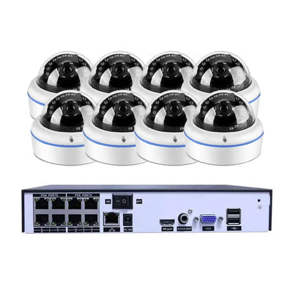 IP66 Waterproof Vandalproof Dome IR Cctv Poe Ip Camera System 8MP 5MP 4MP Full Set 8ch Poe Nvr 48V Remote View by Mobile Phone
