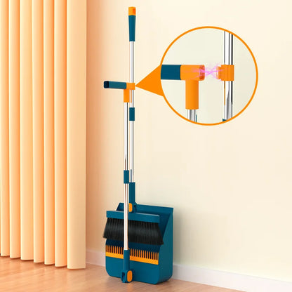 Stand up Broom and Dustpan for Home Use Foldable Long Handle 180 Degree Rotatable Broom Dustpan Combo Set