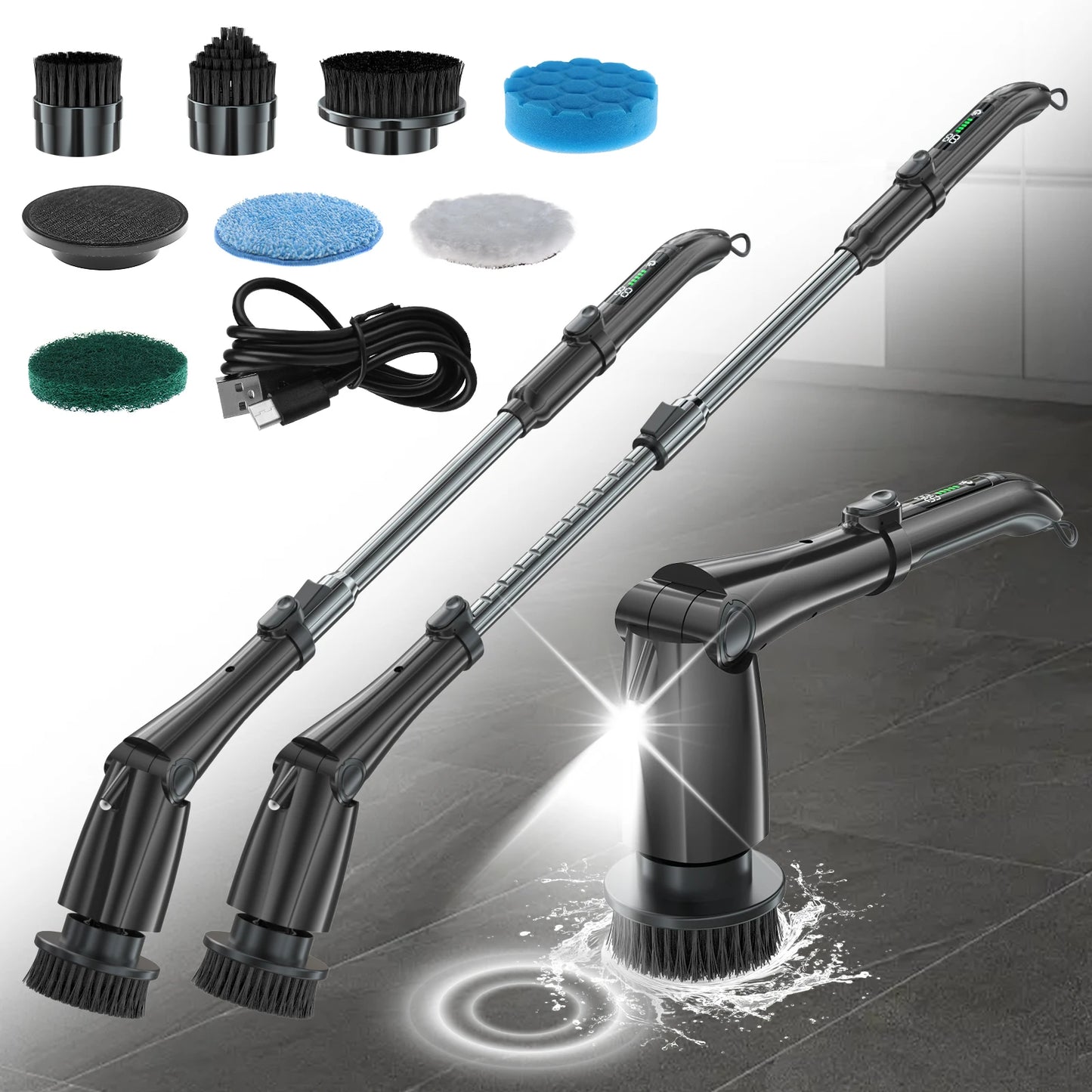 Escova elétrica automática para limpeza de louça, esfregona elétrica giratória para cozinha e casa de banho.