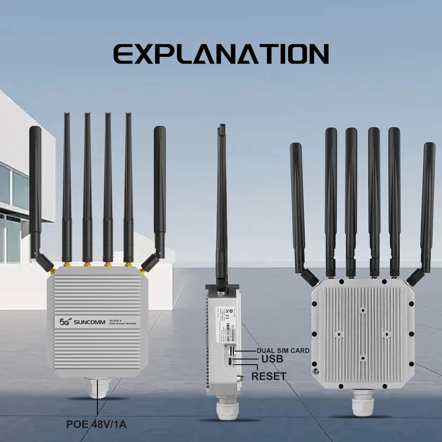 SUNCOMM CP520 X75 AX3000 IPQ5018 Dual Band Waterproof IP67 2.5Gbps High-speed Interface POE Power Supply 5G Outdoor Router