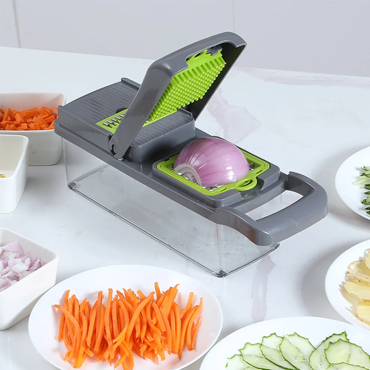 Factory Wholesale Kitchen Accessories 14 in 1 Food Cutter Veggie Onion Chopper Mandoline Slicer Multifunctional Vegetable Cutter