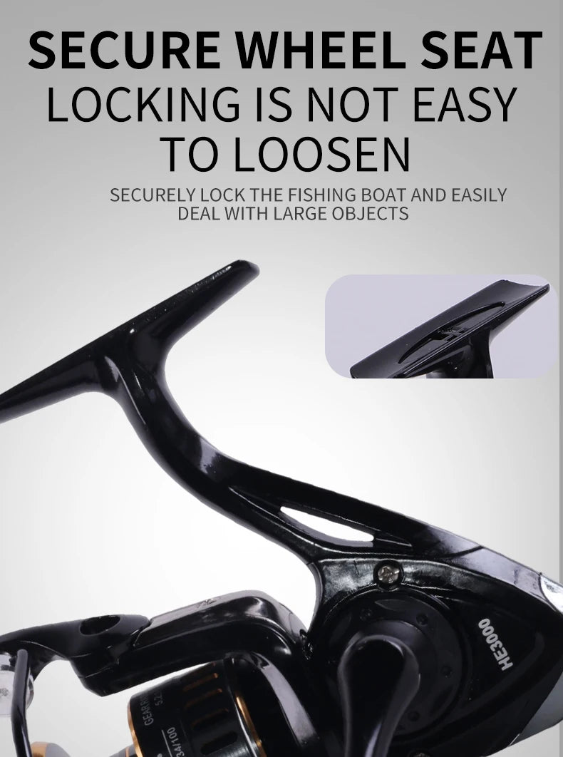 Full Metal Long Casting Spinning Reel HE1000-7000 Series | EVA Grip & Metal Grip | Freshwater & Saltwater Fishing