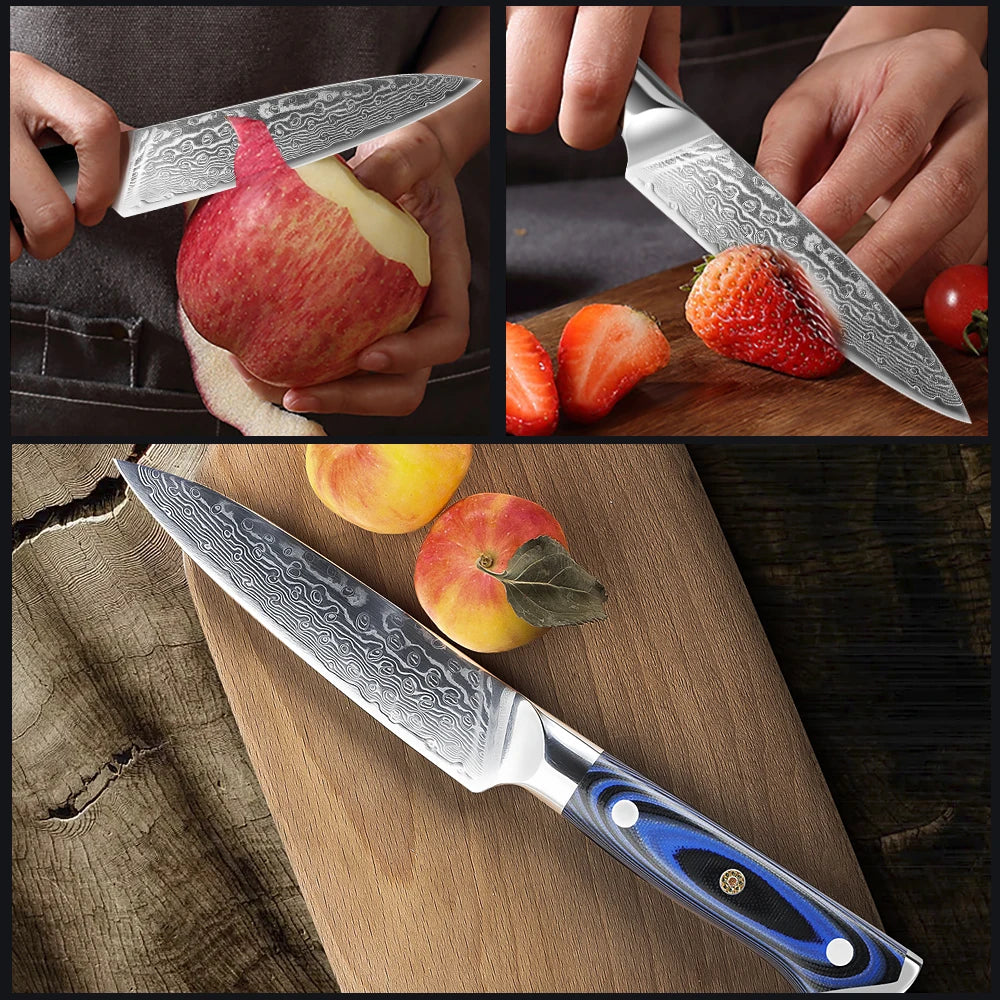 Yangjiang G10 Damascus Kitchen Knife Set Luxurious Wood Handle Vegetables Slicer Slicing Meat Nakiri Fruit Knives
