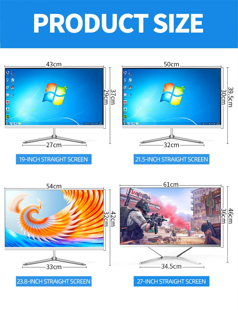 24"27''Inch Curved 8gb16gb32gb Ram 512 Gb Ssd Core I7 I5 I3 Processor All in One Desktop Computer All in One Pc for Supermarket