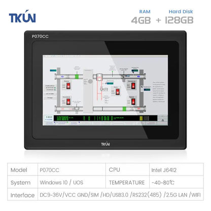 Factory Direct Sale P070CC 7-Inch Capacitive Touch All-In-One Win10 Industrial Panel PC Used SSD Hard Drive IPS LCD Display