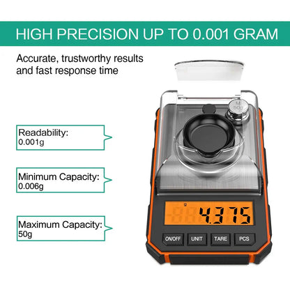 Lab Analytical Balance 50gx0.001g High-Precision Lab Scale Accurate Electronic Scientific Jewelry Scales with Windshield