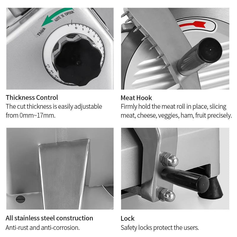 Butcher Deli Cold Cut Meat Cutting Machine Cuter Slicers Model El250 Meat Cutting Machine Price Manual Frozen Meat Slicer