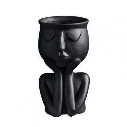 Human Think Face Ceramic Plants Flower Pot Vase Planter Tabletop Home Crafts Display Window Model Room Soft Decoration
