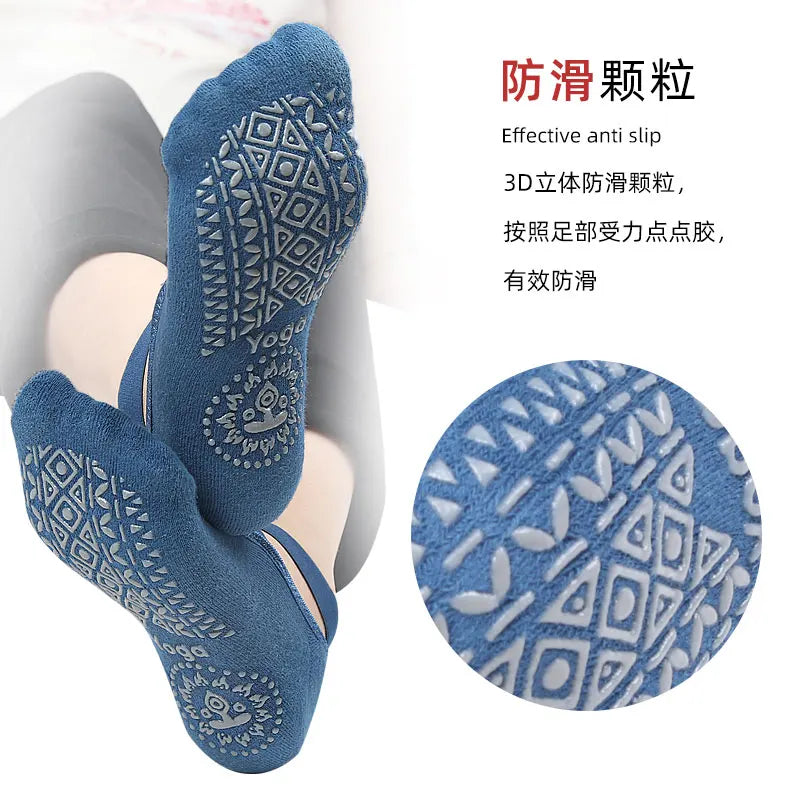 Yoga Socks for Women Non-Slip Grips & Straps Clasped Pilates Socks for Ballet Pilates Barre Dance