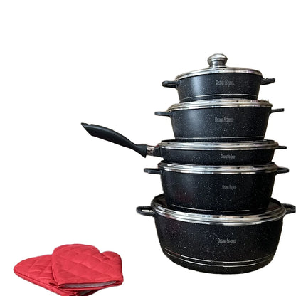 Hot Sale 12pcs Die Casting Aluminum Nonstick Cookware Set Marble Coating Casserole Cooking Pots Kitchen Home Use Custom Logo