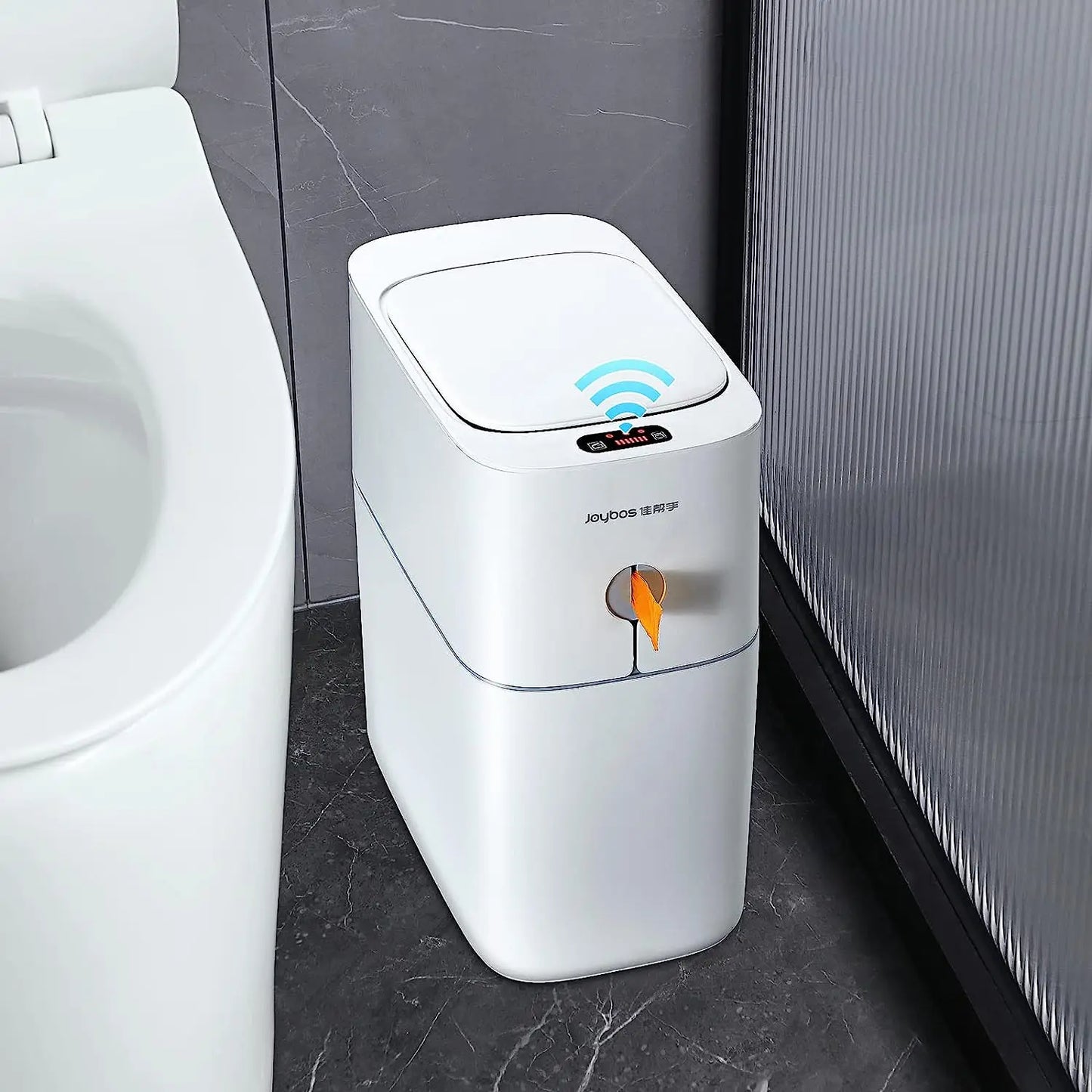 Caixote do lixo inteligente Joybos com sensor de indução, popular caixote do lixo retangular em ABS para uso interior/exterior/quarto/casa de banho, design moderno.