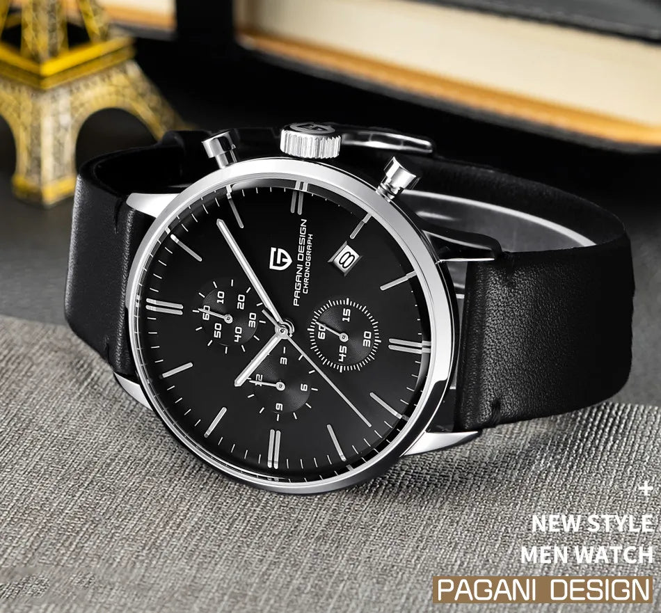 PAGANI DESIGN 2025 New Luxury Fashion Sapphire Japan VK67 Mens Watches Quartz Pointer Chronograph Waterproof Wrist Accessories